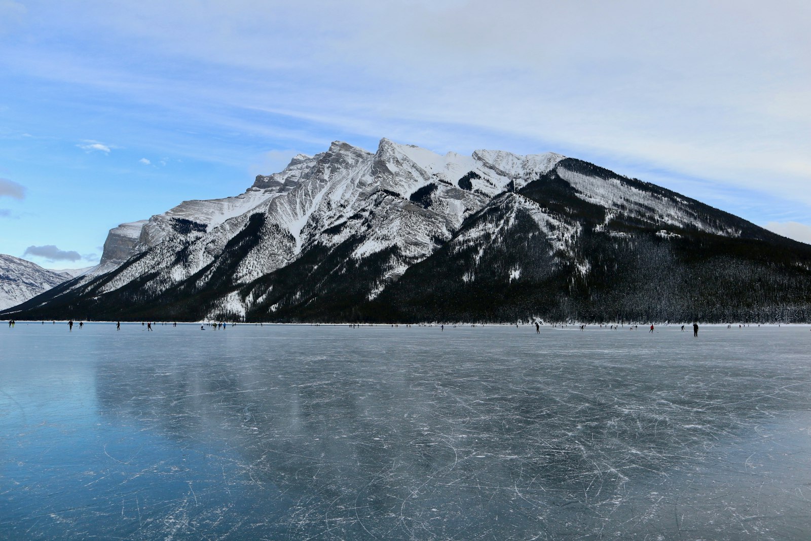 Glacier-fed mountain water and peaks in the Canadian Rockies near Banff, Alberta